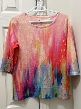 FDJ French Dressing Jeans Women's sz M lightweight top multicolour